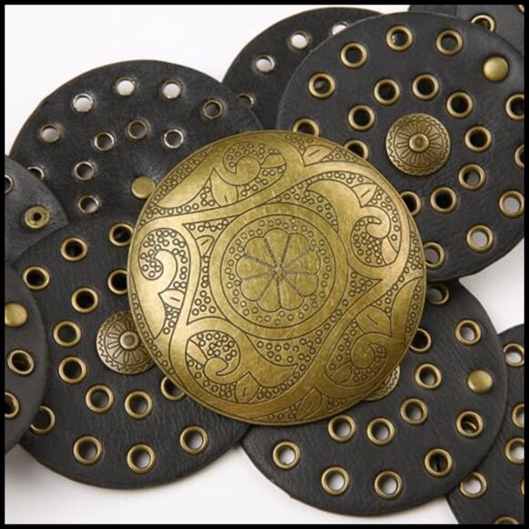 Wide Disc Link Belt Boho Western Waist Belt for Dresses Jeans Casual Wear main image 4